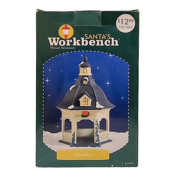 Santa's Workbench Collection Porcelain Gazebo Christmas Village - Picture 7 of 8